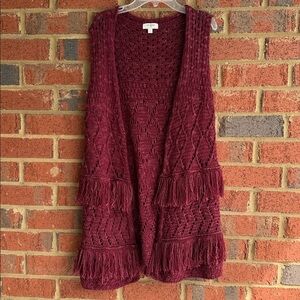 Umgee Maroon Knit Openwork Vest